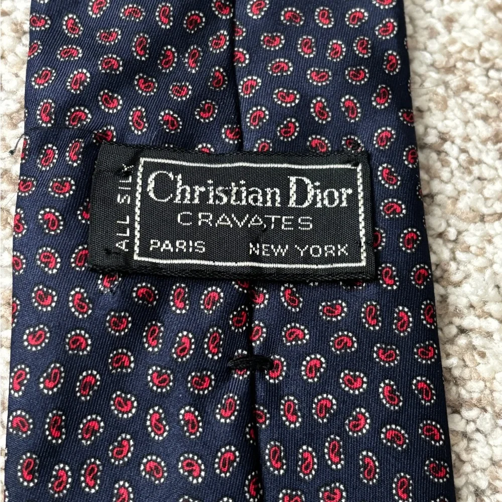 Christian Dior 100% Silk Tie Navy Blue - Picture 2 of 7